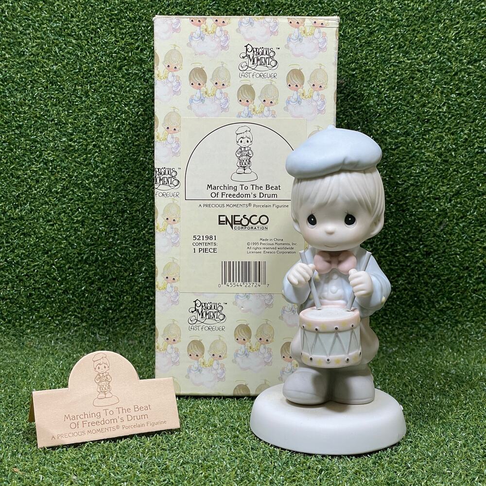 VTG Precious Moments Marching To The Beat Of Freedom's Drum Porcelain Figurine